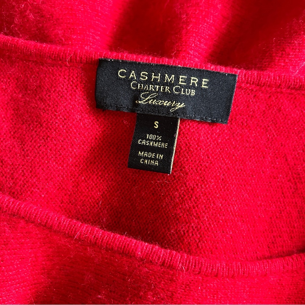 Charter Club Red Cashmere Boat Neck Swester, S - Picture 5 of 8